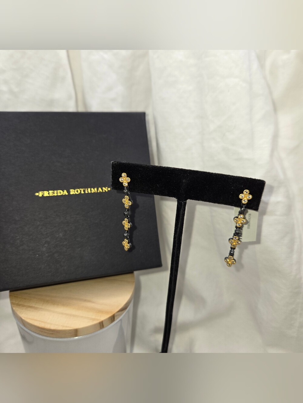 Freida Rothman Gold Over Sterling Drop Earrings - Women Jewelry NWT